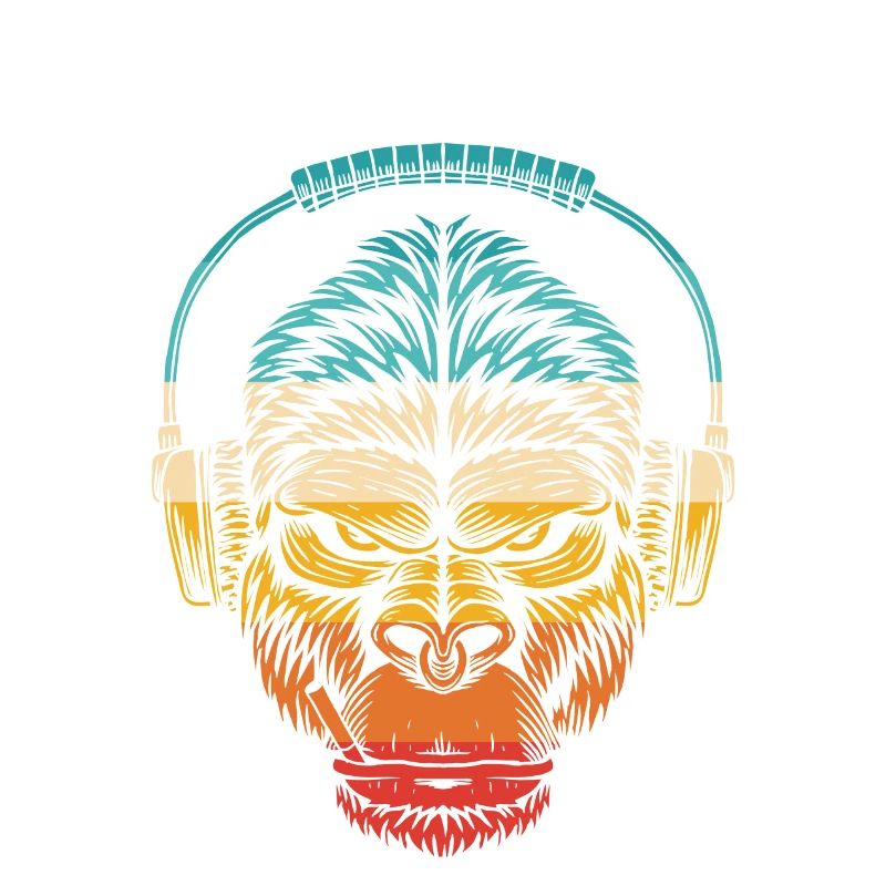 Gorilla Kopfhörer Regenbogen