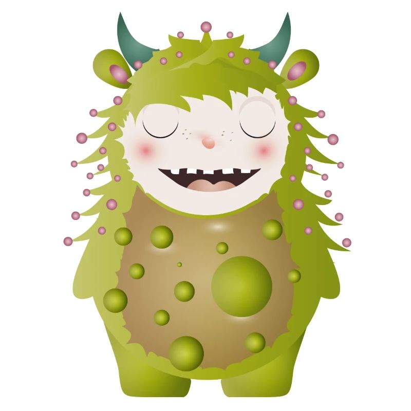 Monstre vert mignon avec des cornes