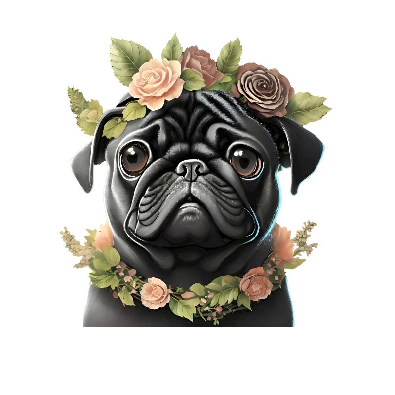 Mops mit Kranz