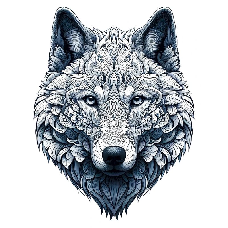 Wolf decorated with Mandalas