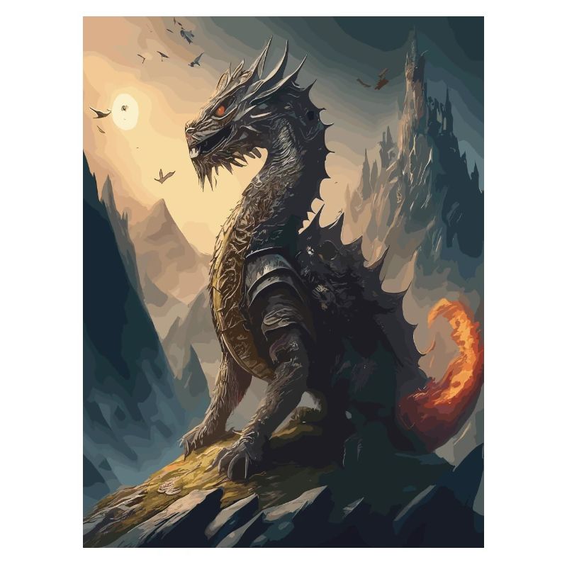 Dragon Warrior Black Red Illustration