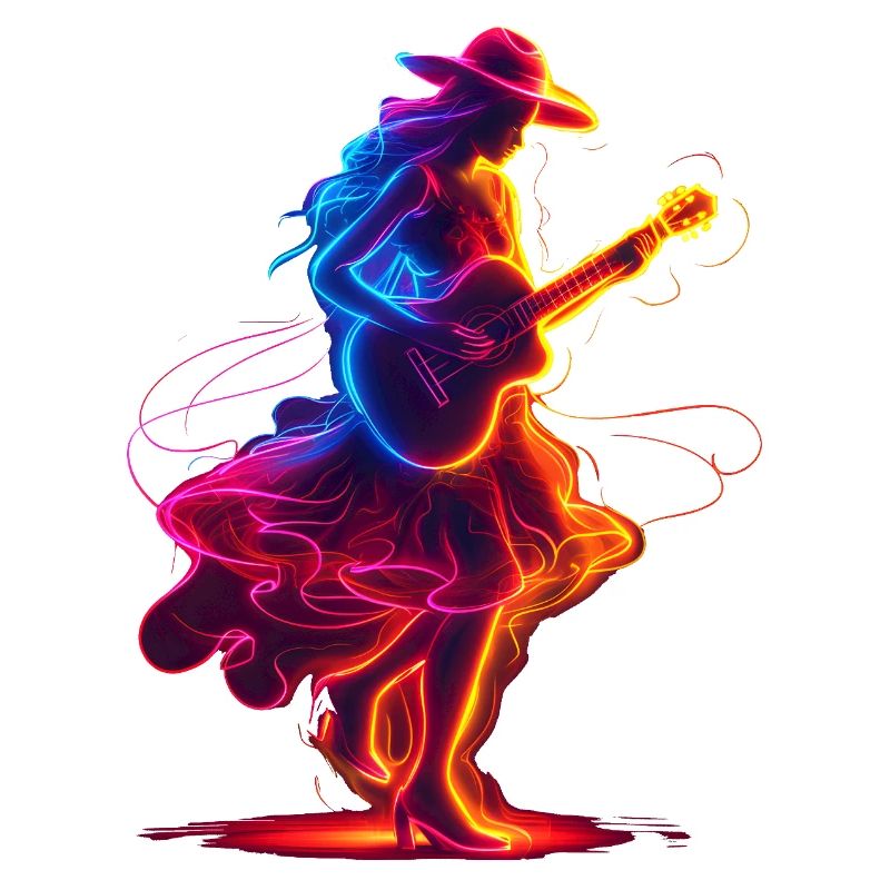 Gitarrist Mädchen Synthwave