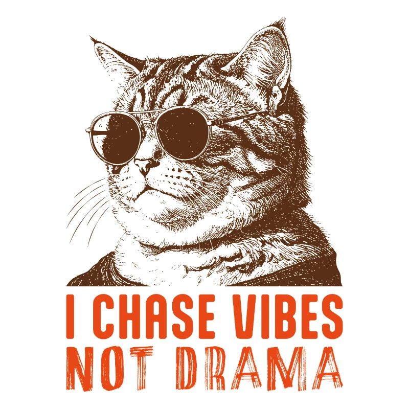Cool Cat Vibes - Conception drôle de chat « sans drame »