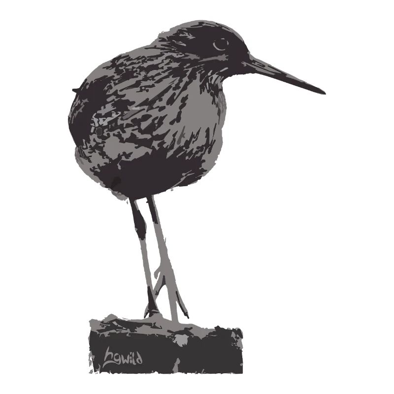 Redshank - Monochrome Bird Silhouette