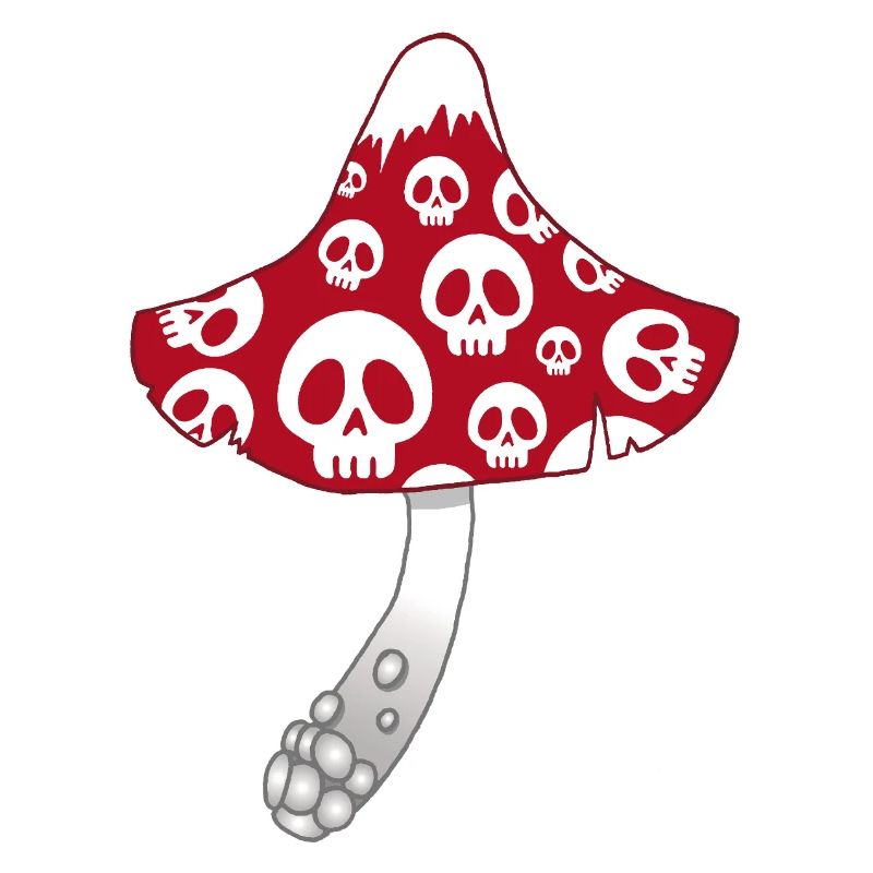 Red Mushroom with White Skulls