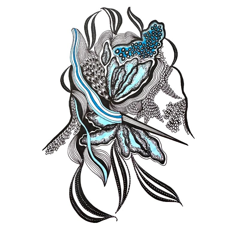 Indigo Flower Line Design