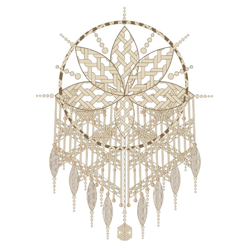 Macramé pendant with ornate knot patterns