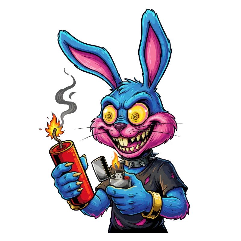 Neon Bunny with Fireworks New Year's Eve Firecracker Pyro