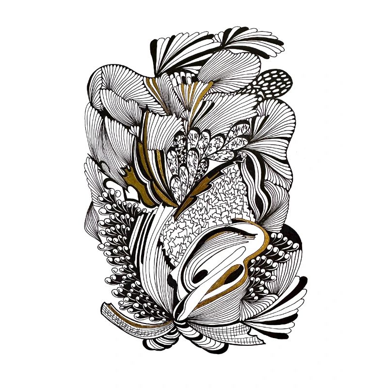 Accent doré du feuillage noir