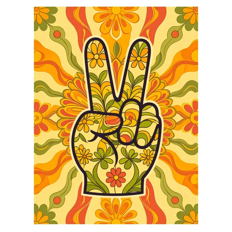 Geste de la main de paix rempli de fleurs