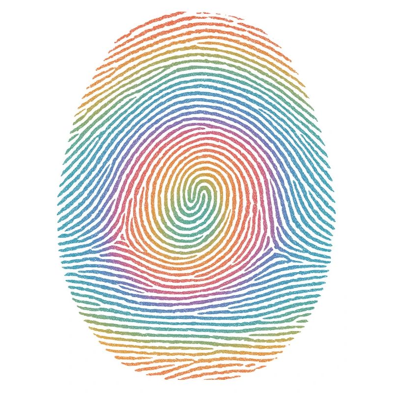 Regenbogen-Fingerprint Spirale