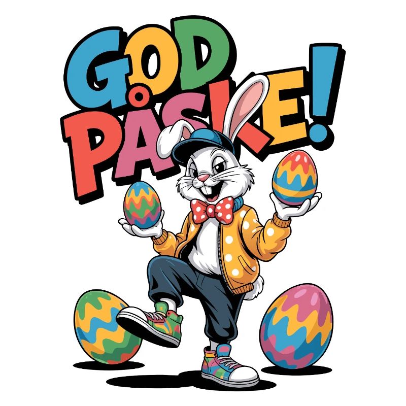 Easter bunny with colorful eggs