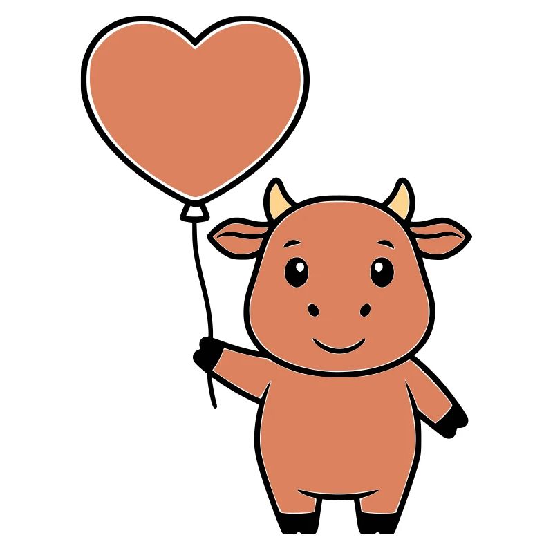 Süße Kuh Herz Ballon Liebe Vektor
