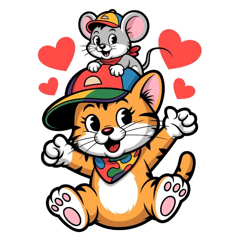 Chat et souris mignons comme meilleurs amis