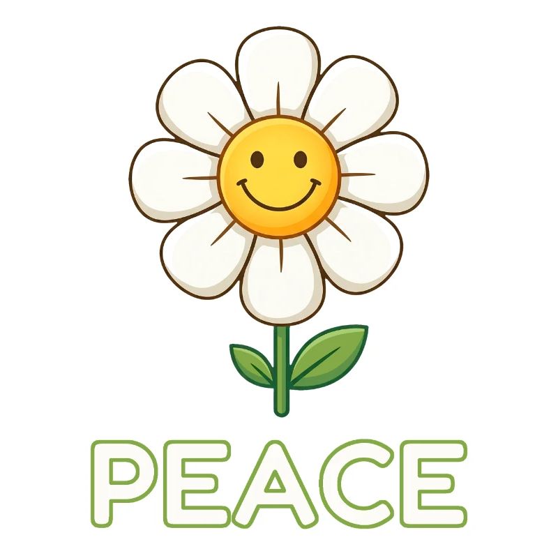 Anti-War Peace Flower - Retro Smiley Daisy
