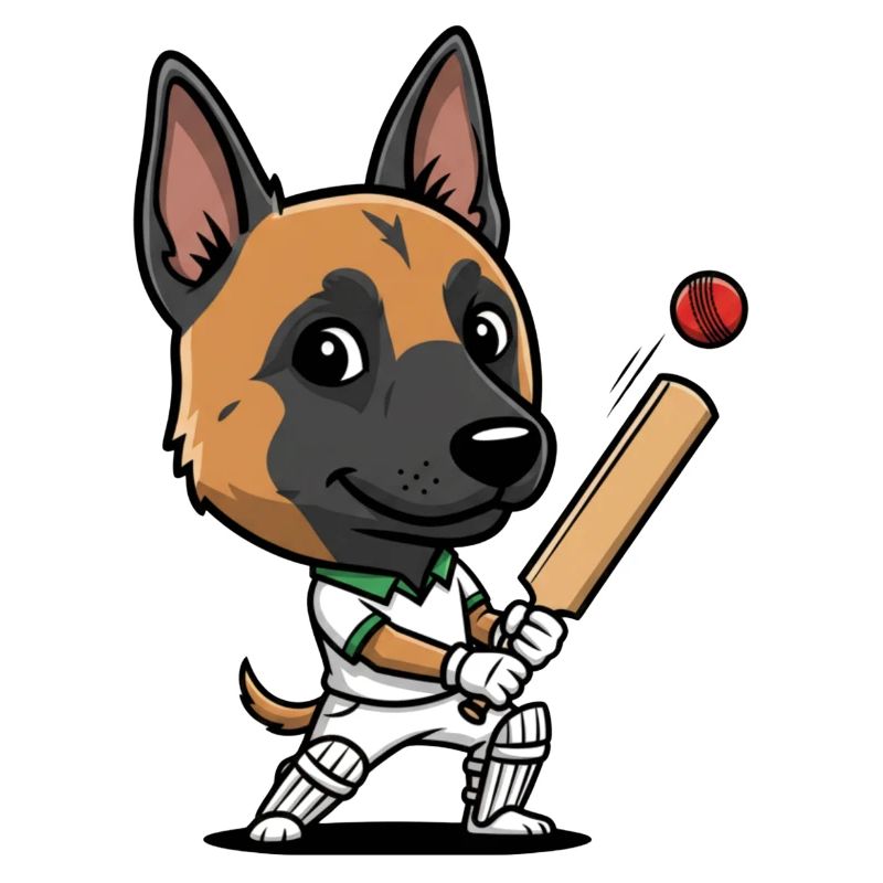 German Shepherd Cricket Cartoon Player