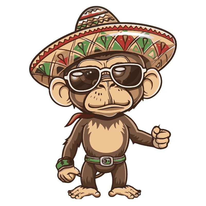 Monkey Comic Funny Sombrero