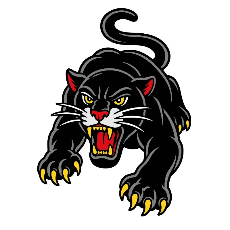 Leaping panther wild tattoo style