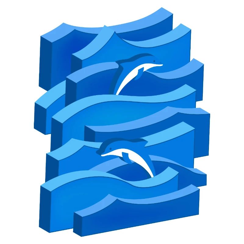 Vagues et dauphins (3D)