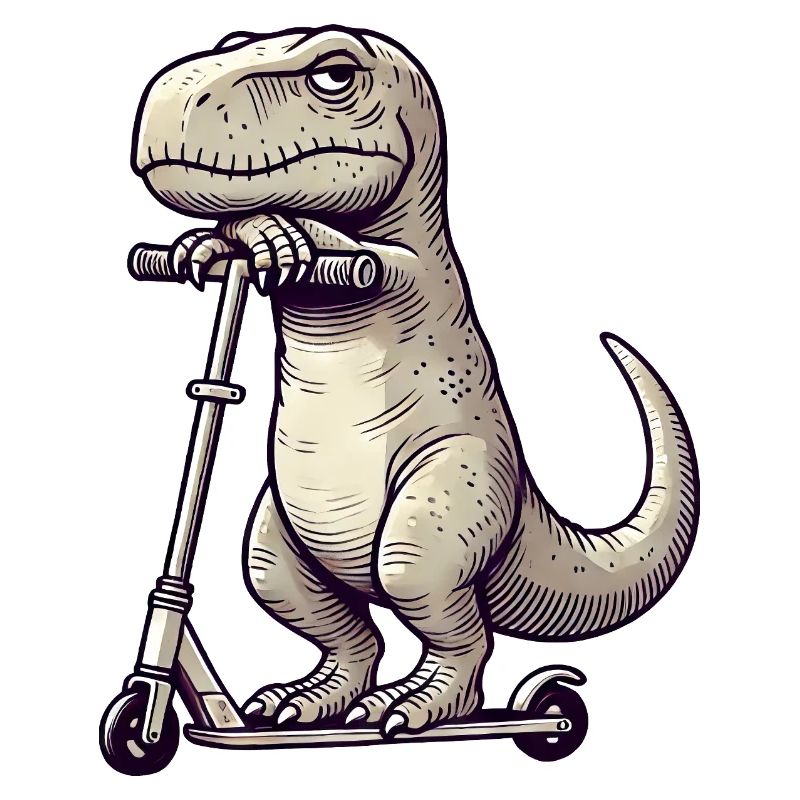 Grumpy Dino T-Rex sur Kickroller Comic