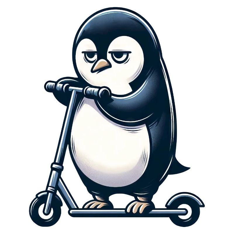 Grumpy Pug on Kickroller Funny Dog