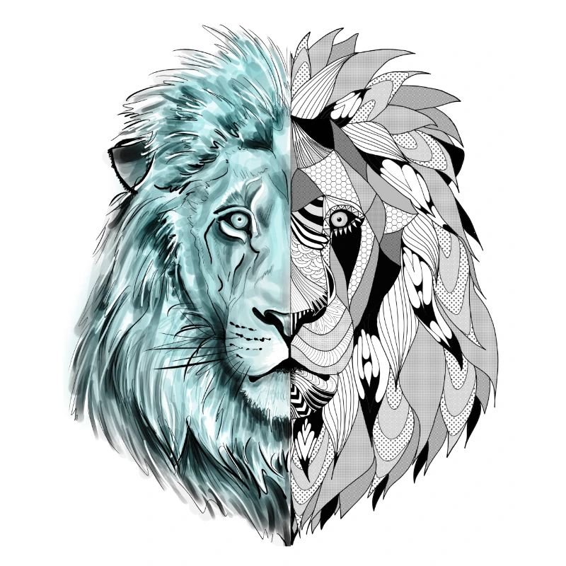 A beautiful lion with an interesting pattern