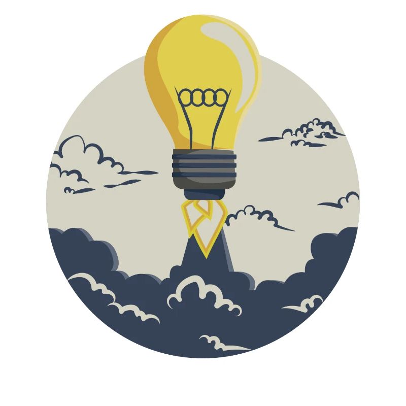 Light bulb rocket, for entrepreneurs and startups