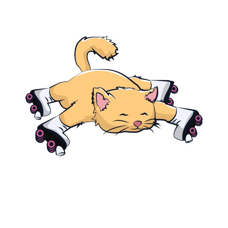 Cat with roller skates