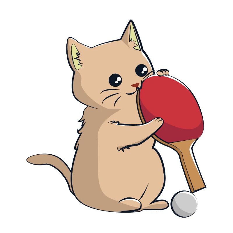 Le chat joue au ping-à-table