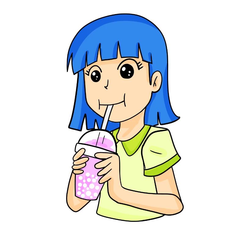 Anime Mädchen mit bubble tea