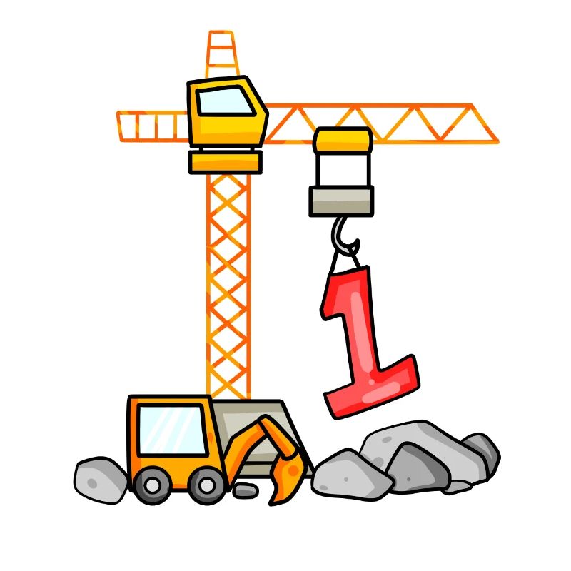 Kinder Geburtstagsshirt Bagger 1 Junge Baustelle 1