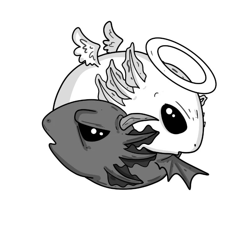 Yin Yang Axolotl Angel Devil
