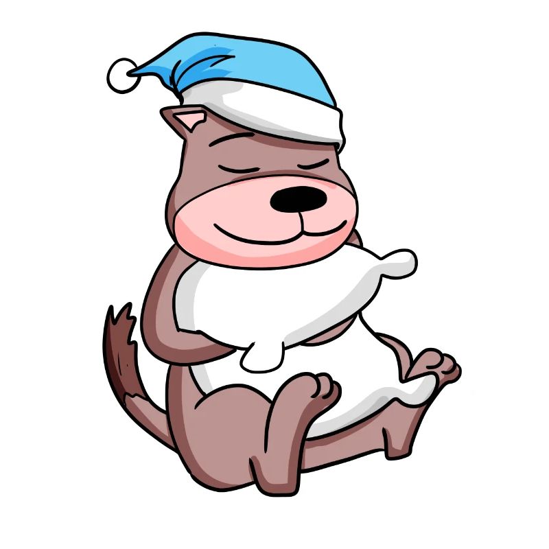 Weasel with pillow and sleeping cap