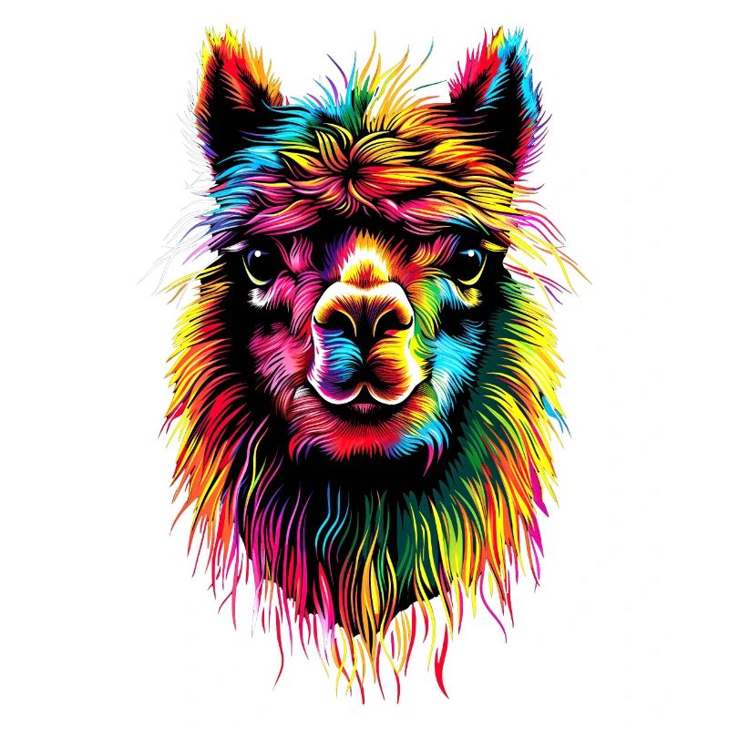 Alpaca Pop Art Bright Colors Llama Rainbow Alpaca