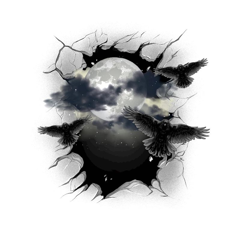 Halloween Ravens Raven Moon Full Moon Crows