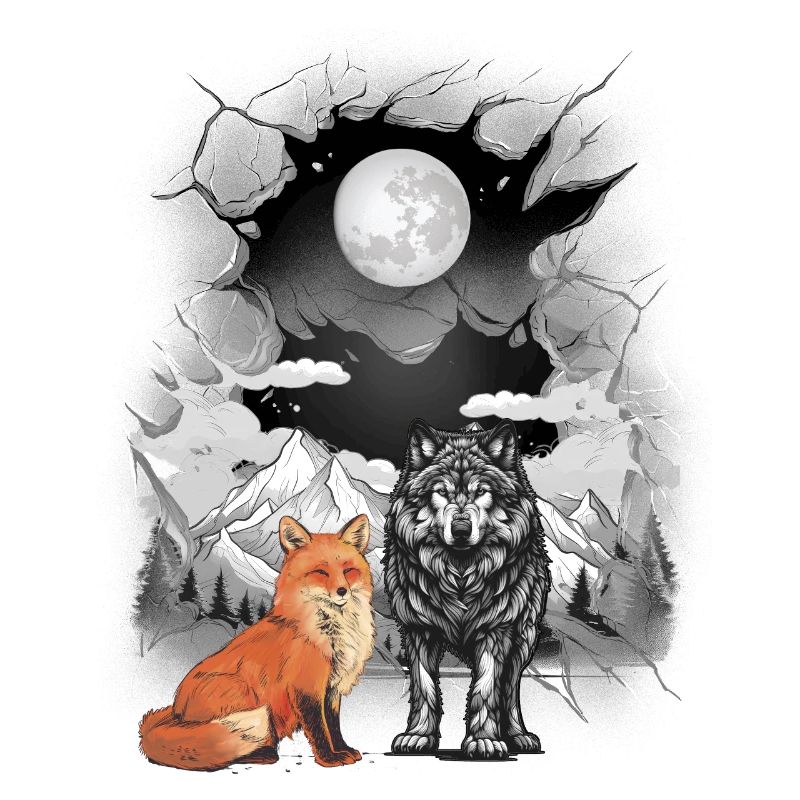 Mountains Nature Wolves Wolves Fox Foxes Mountains Moon