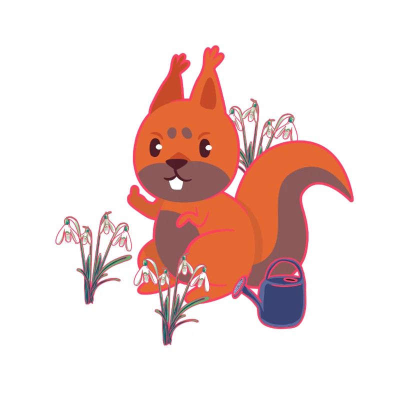 Frühling Eichhörnchen Schneeglöckchen Kinder