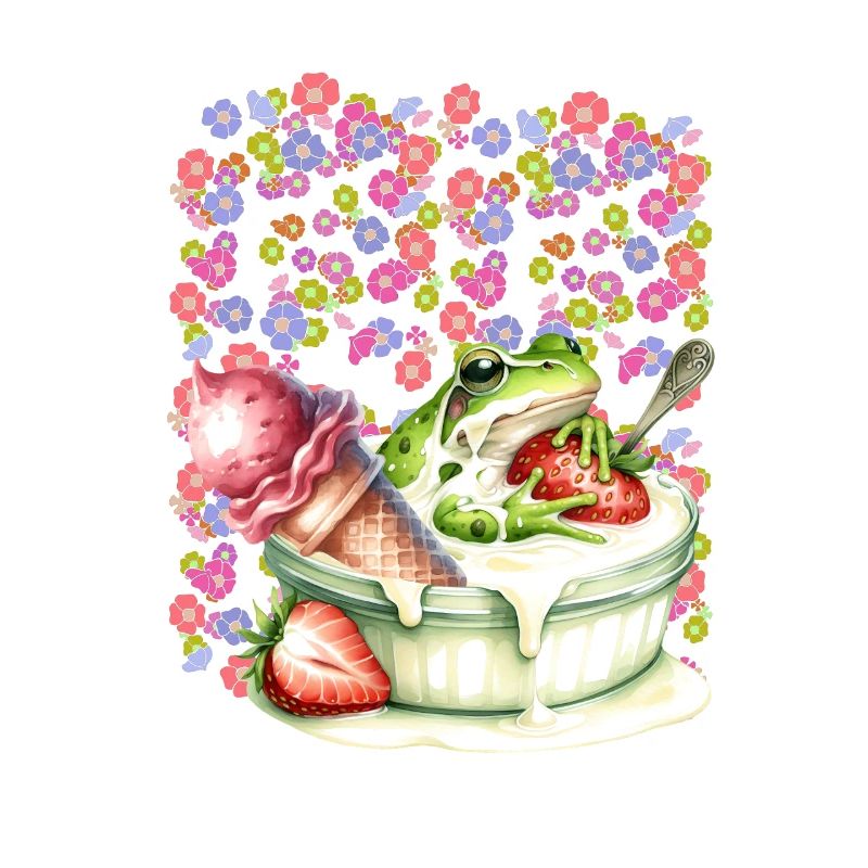 Frosch Frösche Dessert Eis Eiscrem Eiskrem Erdbeer
