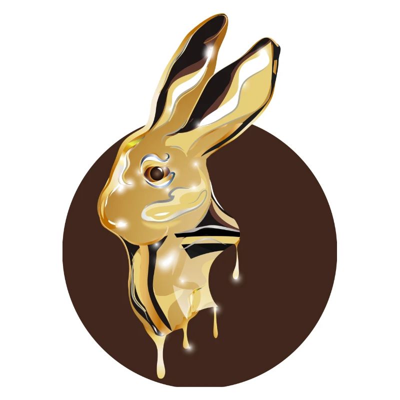 gold-colored rabbit head in high-gloss look