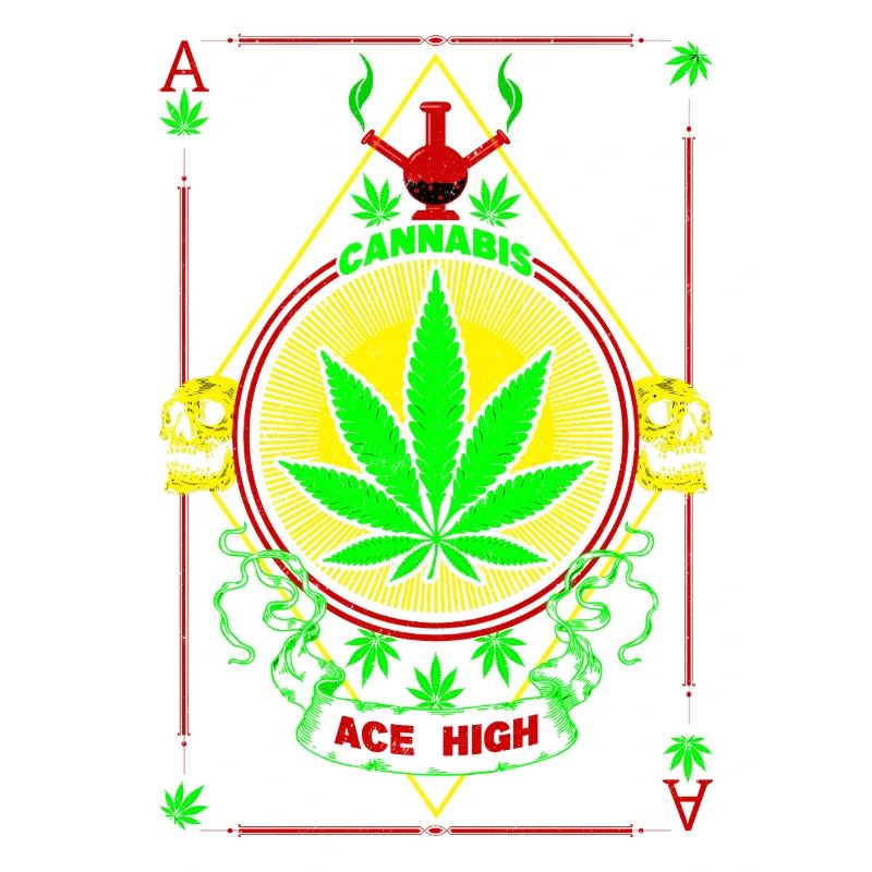 Vibrant Cannabis and Skull Emblem