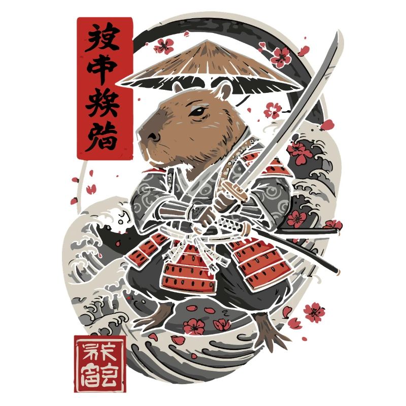 Samurai Capybara Kampf Illustration