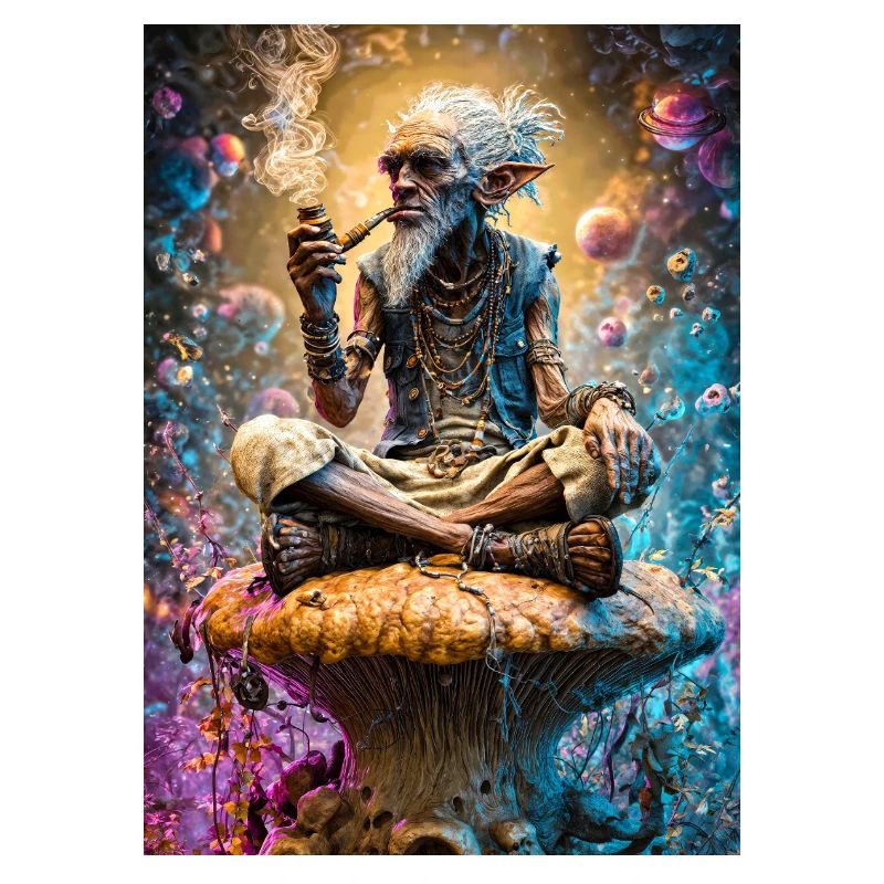 Psychedelic Goblin Sage on Mushroom