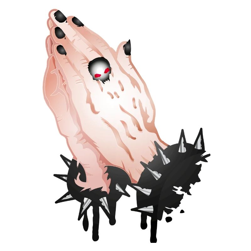 Gothic Praying Hands with Skull Ring