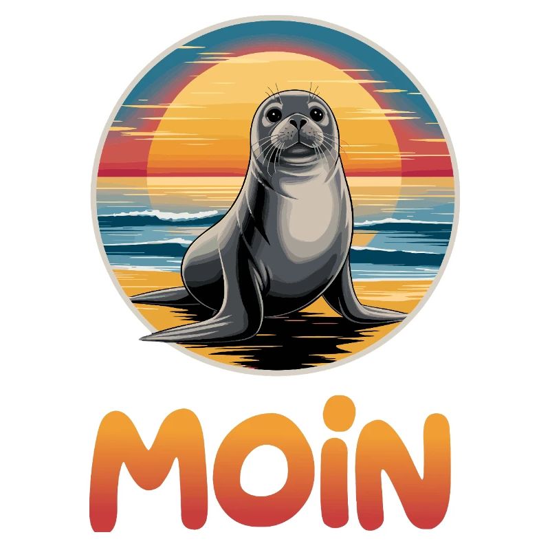 Mignon phoque Moin sur la plage Coucher de soleil