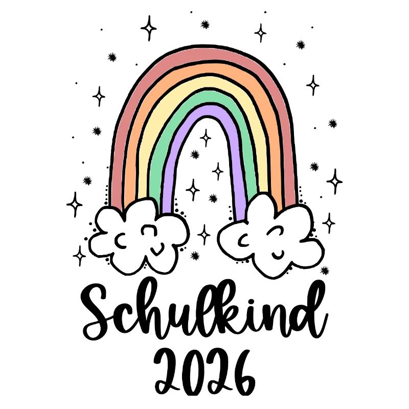 Schulkind 2026 Einschulung Mädchen Regenbogen
