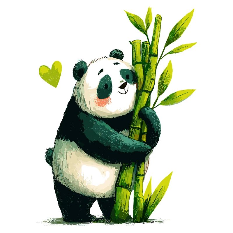 Panda Cuddle with Bamboo