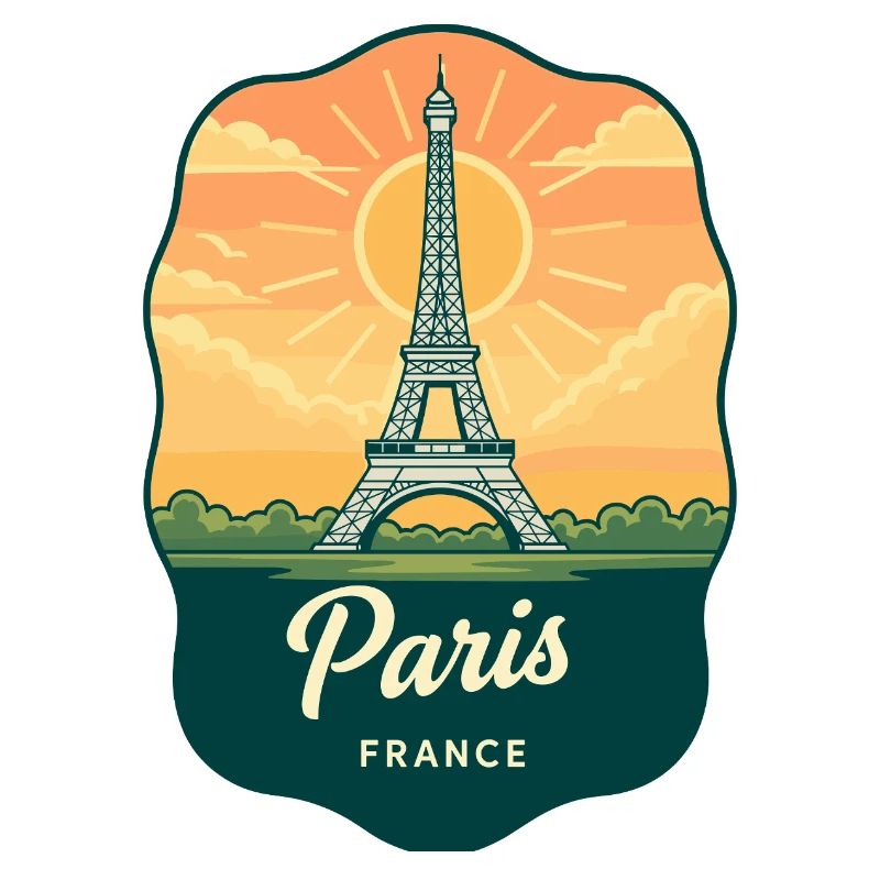 Insigne rétro du coucher de soleil de la Tour Eiffel de Paris