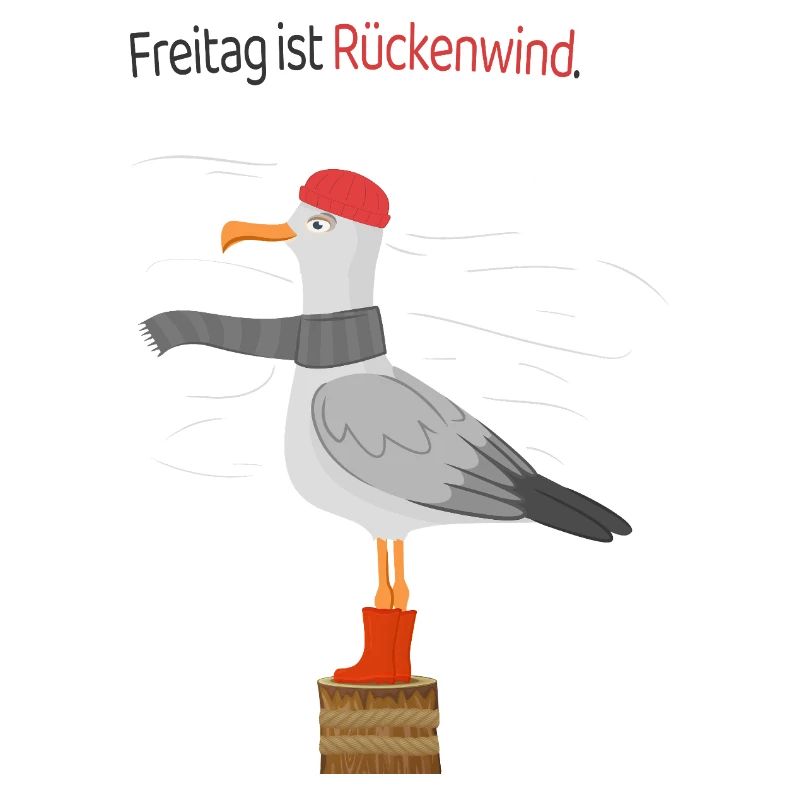 Freitag Rückenwind Möwe Minimalistischer Spruch