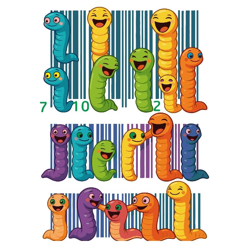 Bunte Wurm-Barcode-Kollektion