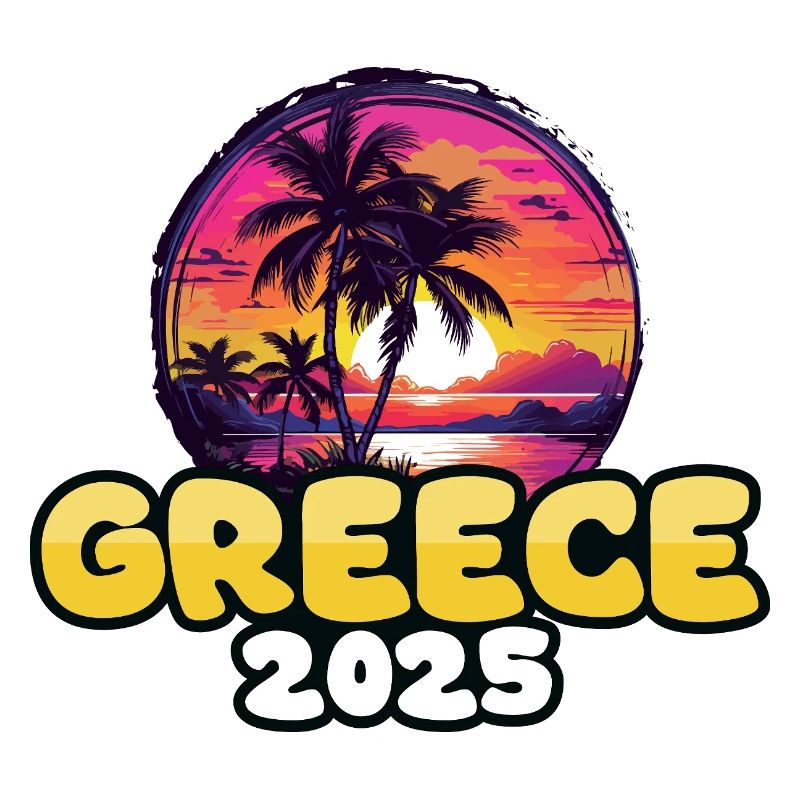 Greece 2025 Palm Trees Multicolored